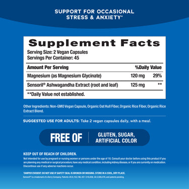 CALM Ashwagandha Magnesium Glycinate, 90 Vegetarian Capsules