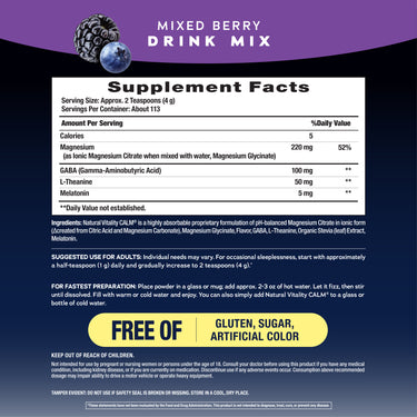 CALM Sleep with Melatonin Powder Wildberry, 16 oz (453 g)