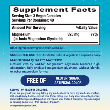 CALM Magnesium Glycinate, 300 mg (per serving), 120 Vegan Capsules
