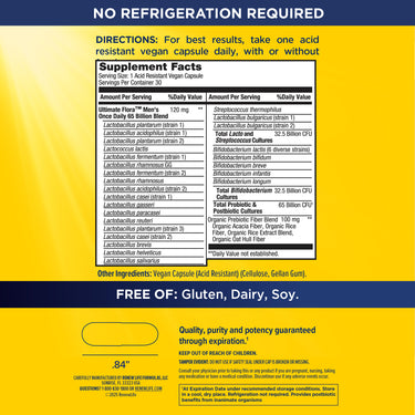 Ultimate Flora Men's Once Daily Probiotic 65 Billion, 30 Delayed Release Vegan Caps