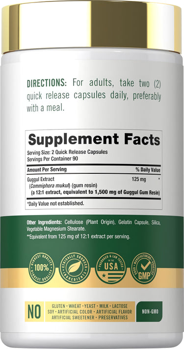 Guggul Extract, 1500 mg (per serving), 180 Quick Release Capsules