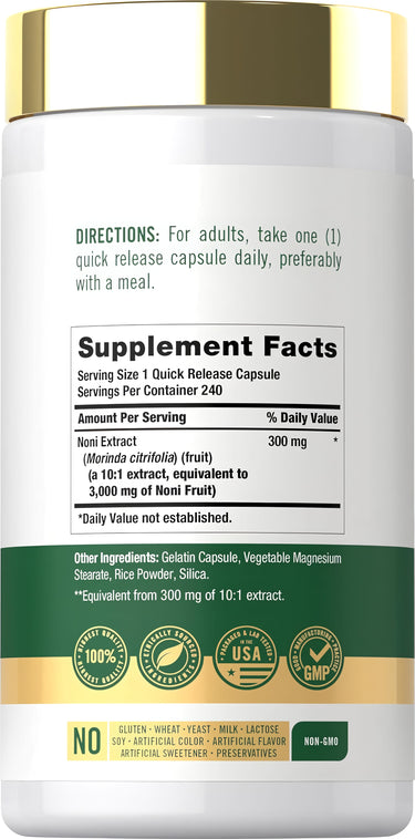 Carlyle Noni 3000mg bottle with 240 quick release capsules.
