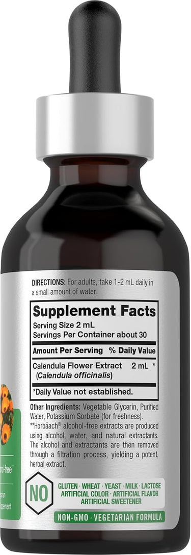 Calendula Liquid Extract Alcohol Free, 2 fl oz (59 mL) Dropper Bottle