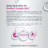 Product highlights graphic stating Daily Hydration for Radiant, Supple Skin, HA for skin hydration, 125 mg vegan HA, nourishes skin from inside out.