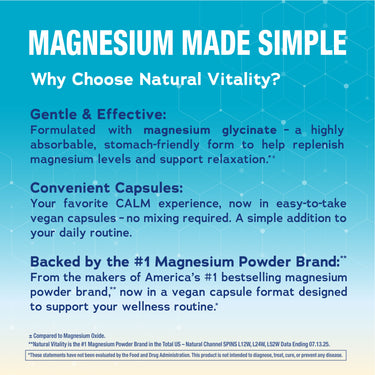 CALM Magnesium Glycinate, 300 mg (per serving), 120 Vegan Capsules