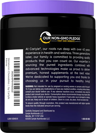 Carlyle Melatonin with Magnesium, 60 chewable tablets.