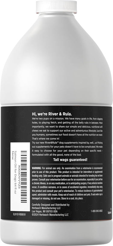Horbaach Salmon Oil 64 fl oz bottle for dogs.