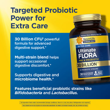 Ultimate Flora Extra Care Probiotic 30 Billion, 30 Delayed Release Vegan Caps