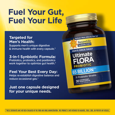 Ultimate Flora Men's Once Daily Probiotic 65 Billion, 30 Delayed Release Vegan Caps