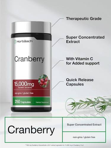 Cranberry Concentrate Plus Vitamin C, 15,000 mg (per serving), 250 Capsules