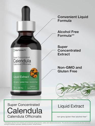 Calendula Liquid Extract Alcohol Free, 2 fl oz (59 mL) Dropper Bottle