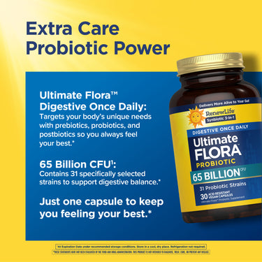 Ultimate Flora Digestive Once Daily Probiotic 65 Billion, 30 Delayed Release Vegan Caps