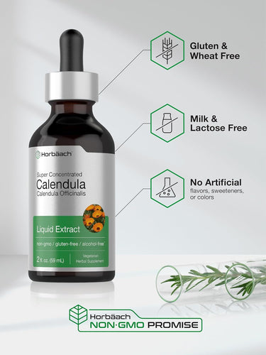 Calendula Liquid Extract Alcohol Free, 2 fl oz (59 mL) Dropper Bottle