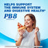 Smiling young woman holding a slice of pizza, highlighting PB8 Probiotic benefits.