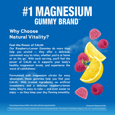 CALM Gummies Raspberry-Lemon Flavor, 120 Tasty Gummies