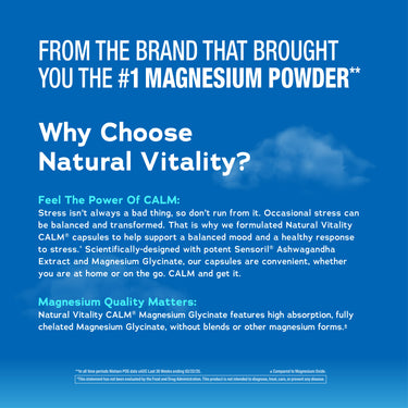 CALM Ashwagandha Magnesium Glycinate, 90 Vegetarian Capsules