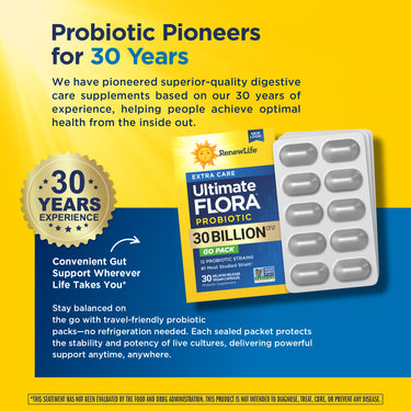 Ultimate Flora Extra Care Probiotic 30 Billion GO PACK, 30 Delayed Release Vegan Caps