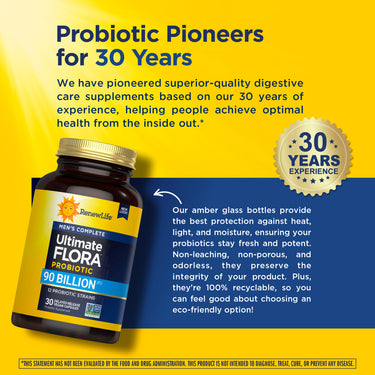 Ultimate Flora Men's Complete Probiotic 90 Billion, 30 Delayed Release Vegan Caps