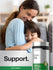 A smiling woman hugs a child with a Corn Silk bottle next to them, symbolizing care and skincare products.