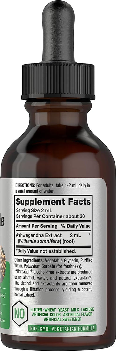 Ashwagandha Liquid Extract Alcohol Free, 2 fl oz (59 mL) Dropper Bottle