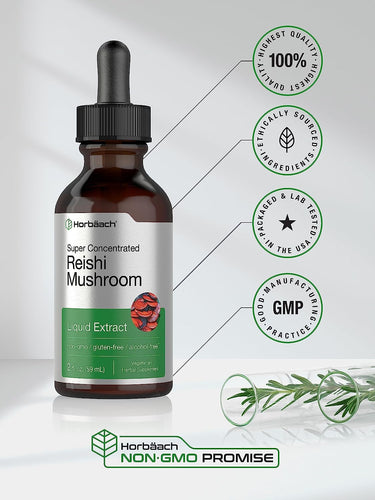 Reishi Mushroom Liquid Extract, 2 fl oz (59 mL) Dropper Bottle