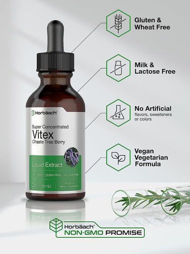 Chaste Tree Berry (Vitex) Liquid Extract  Alcohol Free, 2 fl oz (59 mL) Dropper Bottle