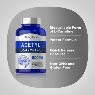 Acetyl L-Carnitine, 500 mg, 200 Quick Release Capsules