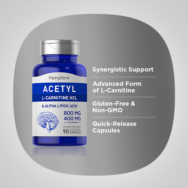 Acetyl L-Carnitine 800 mg & Alpha Lipoic Acid 400 mg, 90 Quick Release Capsules