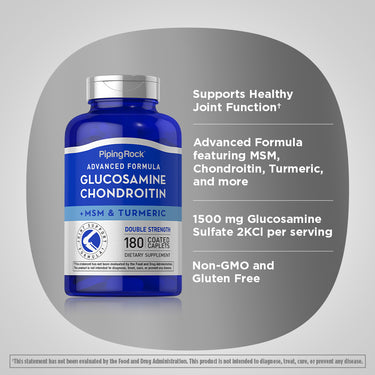 Advanced Double Strength Glucosamine Chondroitin MSM Plus Turmeric, 180 Coated Caplets