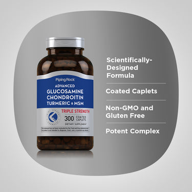 Advanced Triple Strength Glucosamine Chondroitin MSM Plus Turmeric, 300 Coated Caplets
