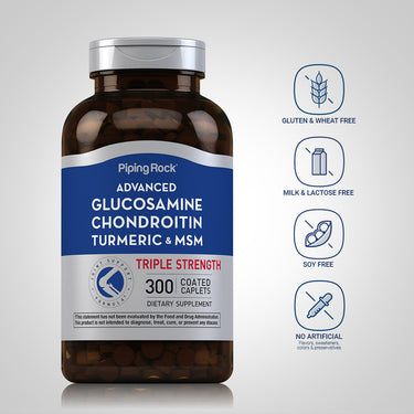 Advanced Triple Strength Glucosamine Chondroitin MSM Plus Turmeric, 300 Coated Caplets