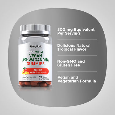 Ashwagandha Gummies (Delicious Natural Tropical), 75 Vegan Gummies