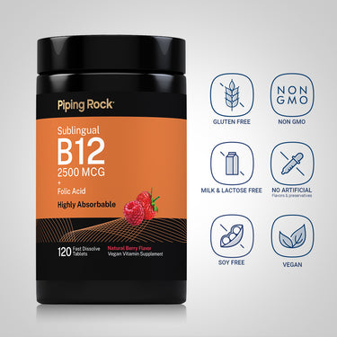 B12 2500 mcg + Folic Acid 400 mcg, 120 Fast Dissolve Tablets
