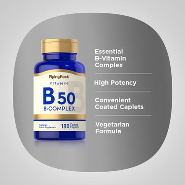 B-50 Vitamin B Complex, 180 Coated Caplets