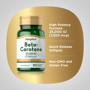 Beta Carotene (Vitamin A), 25,000 IU, 100 Quick Release Softgels