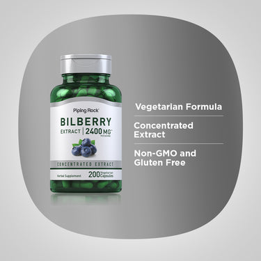 Bilberry Extract, 2400 mg (per serving), 200 Vegetarian Capsules
