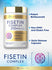Graphic stating Potent Bioflavonoid, Non-GMO and Gluten Free, Quick Release Capsules, Fisetin Complex.