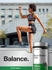 Lifestyle image of an adult exercising outdoors with Black Walnut Hulls supplement bottle, stating Balance.