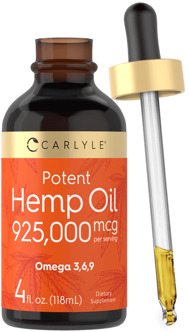 Hemp Oil 925,000 mcg per serving, Omega 3,6,9, 4 fl. oz. (118 mL) bottle with dropper