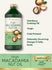 Graphic stating Nutritious Cooking Oil, Virgin, Cold Pressed, Naturally Occurring Omega-9 Fatty Acids,
