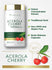 Product highlights graphic stating Potent Concentrated Extract, Traditional Herb, Non-GMO and Gluten Free, Quick Release Capsules; Carlyle Acerola Cherry 1000MG bottle with acerola cherries shown