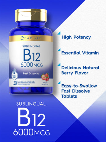 Graphic stating High Potency, Essential Vitamin, Delicious Natural Berry Flavor, Easy-to-Swallow Fast Dissolve Tablets