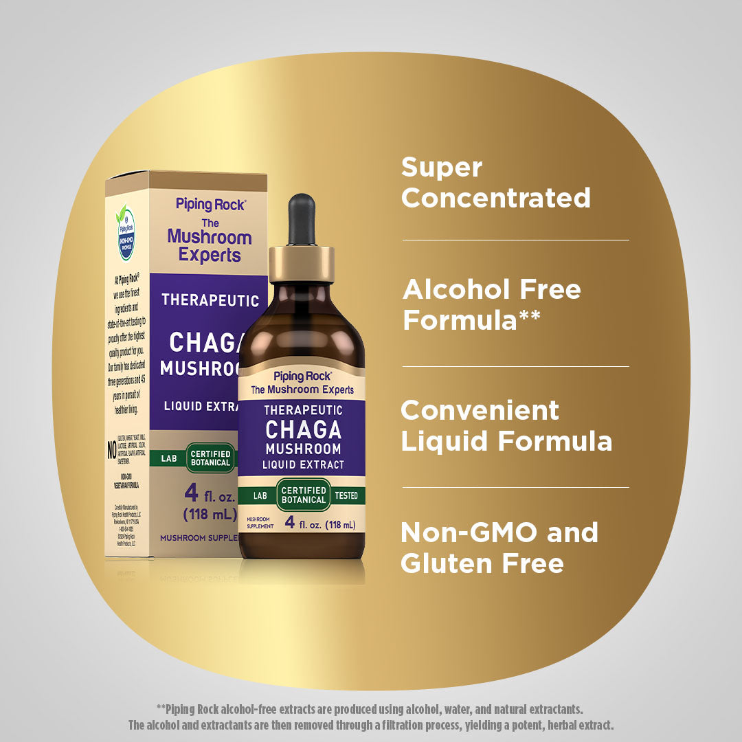 Chaga Mushroom Liquid Extract, 4 fl oz (118 mL) Dropper Bottle