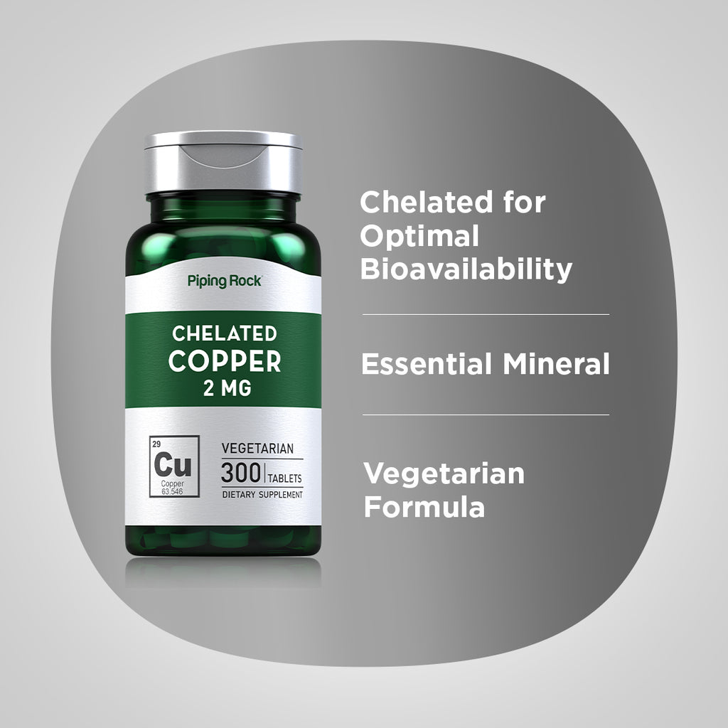 Chelated Copper (Amino Acid Chelate), 2 mg, 300 Tablets