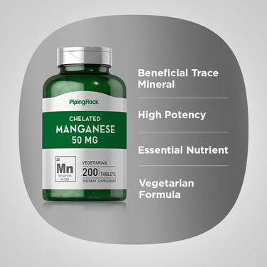 Chelated Manganese, 50 mg, 200 Tablets
