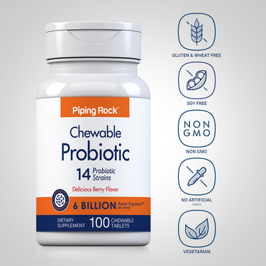 Chewable Probiotic 14 Strains 6 Billion Organisms (Berry), 100 Chewable Tablets
