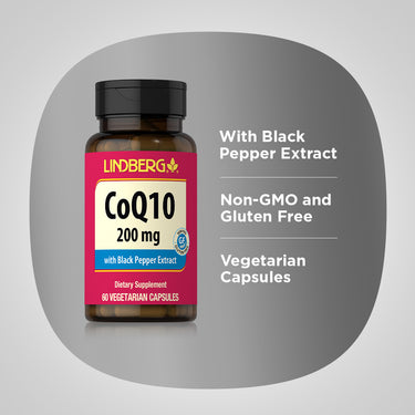 Product highlights graphic stating With Black Pepper Extract, Non-GMO, Gluten Free, and Vegetarian Capsules.