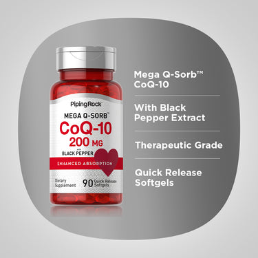 CoQ10, 200 mg, 90 Quick Release Softgels