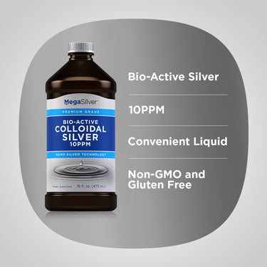 Colloidal Silver Liquid 10 ppm, 16 oz (473 mL) Bottle
