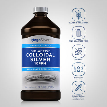 Colloidal Silver Liquid 10 ppm, 16 oz (473 mL) Bottle
